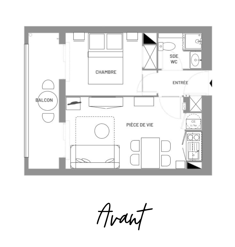 CASA H plan T2 avant rénovation